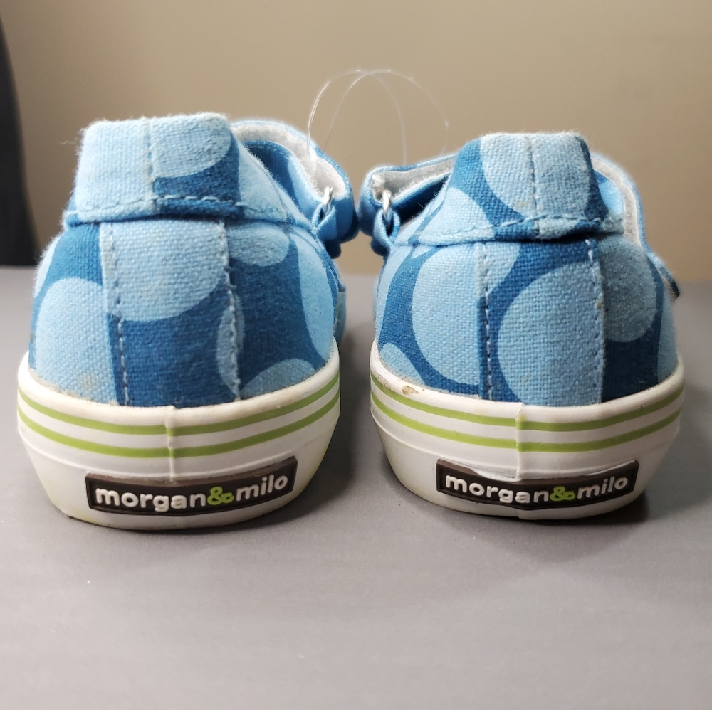 Morgan & Milo Girls Canvas Polka Dot Blue Shoes 8.5 - Picture 8 of 9